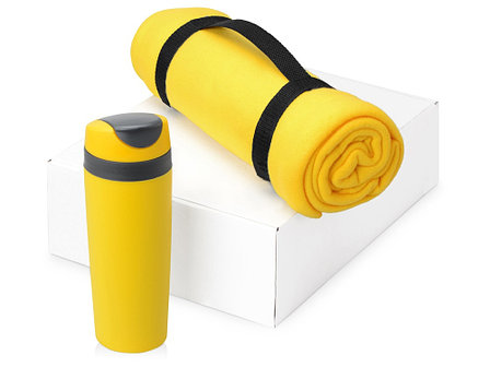 Подарочный набор Cozy с пледом и термокружкой, желтый, фото 2