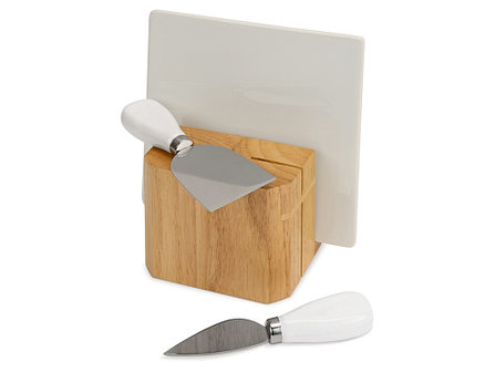 Набор для сыра Cheese Break: 2  ножа керамических на  деревянной подставке, керамическая доска, фото 2