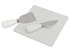 Набор для сыра Cheese Break: 2  ножа керамических на  деревянной подставке, керамическая доска, фото 3