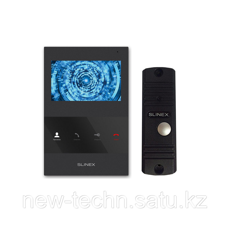 Slinex KIT SQ-04M цвет черный + ML-16HR цвет черный. Комплект домофона 4" + панель вызова.