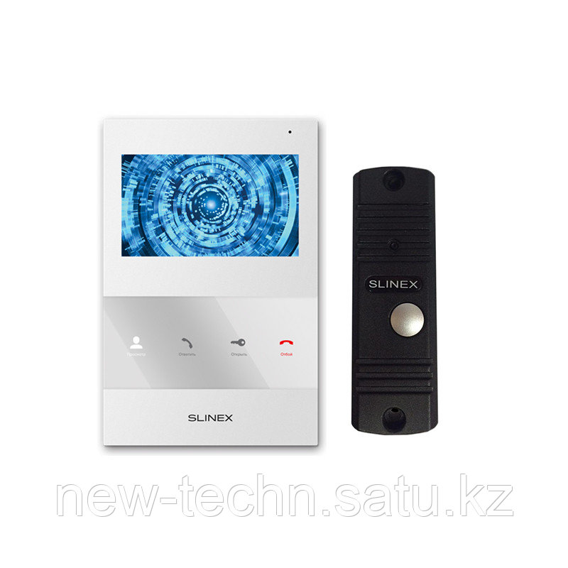 Slinex KIT SQ-04M цвет белый + ML-16HR цвет черный. Комплект домофона 4" + панель вызова.