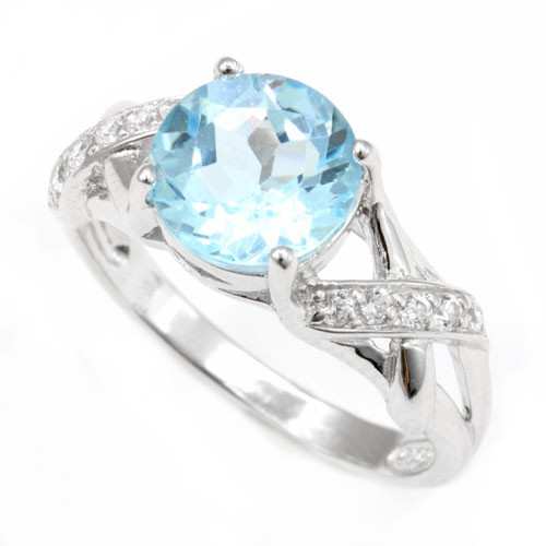 Кольцо ЮК "Серебро" серебро с родием, топаз фианит, "halo" KR130096-T