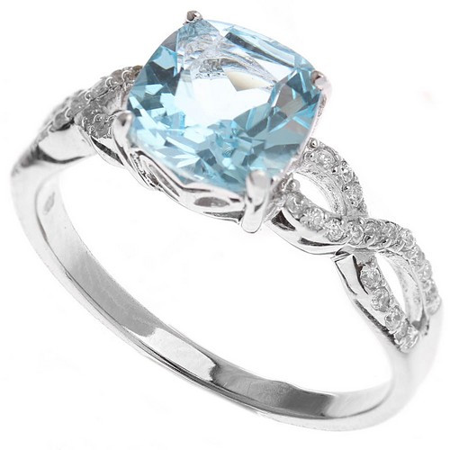 Кольцо ЮК "Серебро" серебро с родием, топаз фианит, "halo" KR130268-T