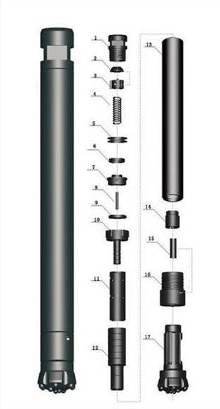 Пневмоударник шлицевой CIR-170 для бурения скважин Ø 180-250 мм.