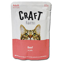 Craft Farm Beef, Крафт влажный корм для взрослых кошек в желе с говядиной, уп.12*85гр.