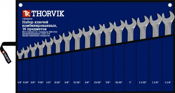 Набор ключей гаечных комбинированных дюймовых в сумке 1/4"--1-1/4", 16 предметов CWIS0016