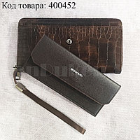 Портмоне со съемной визитницей кошелек кожаный темно-коричневый 341