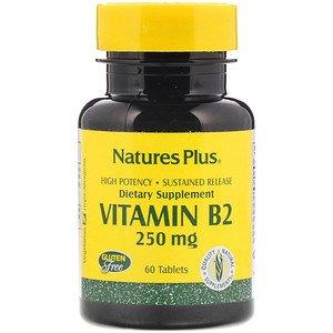 Nature's Plus, Витамин B-2, рибофлавин, 250 мг, 60 таблеток