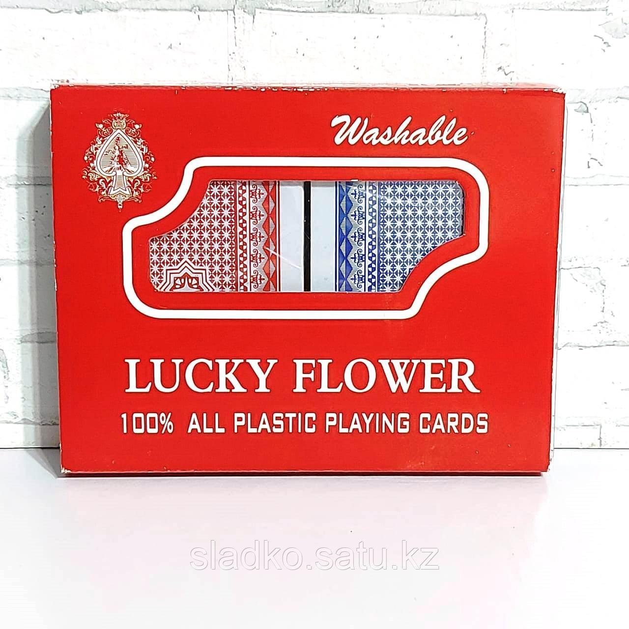 Карты 100% пластик игральные две колоды Lucky flower 54 шт 25 мкрн - фото 1 - id-p86477776