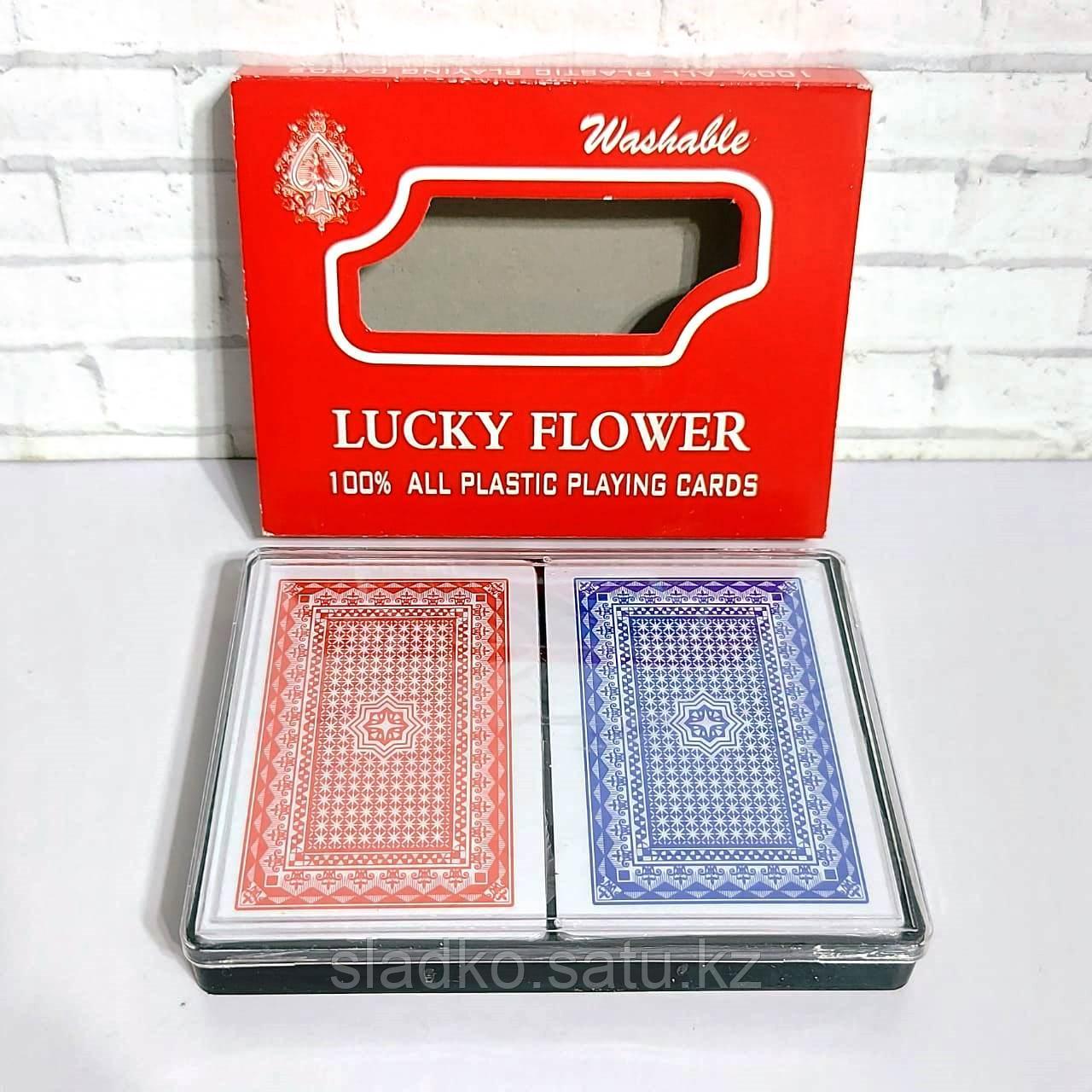Карты 100% пластик игральные две колоды Lucky flower 54 шт 25 мкрн - фото 2 - id-p86477776
