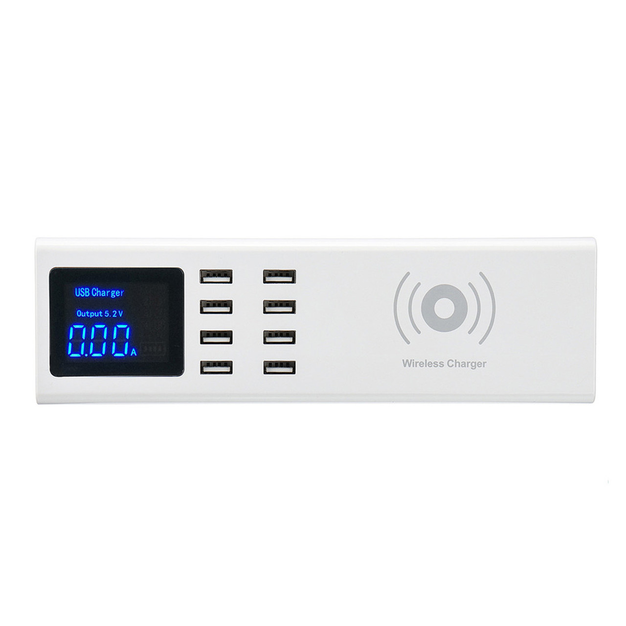 Сетевое зарядное устройство + беспроводное зарядное устройство CD-A23W 8XUSB 8A/40W, White