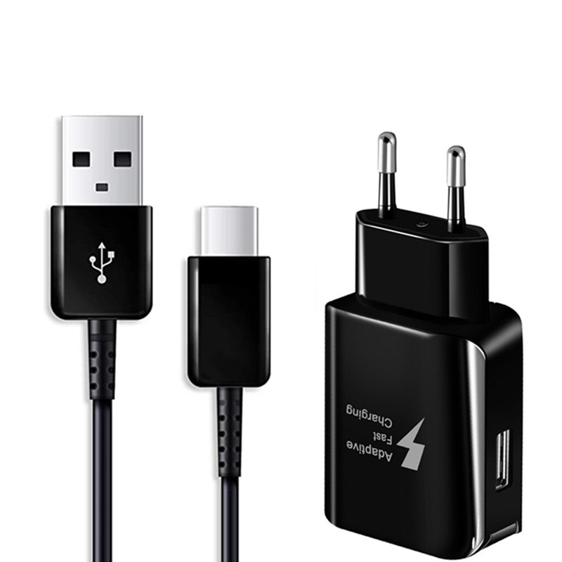 Сетевое зарядное устройство + кабель USB Type-C Samsung S8 5V-2A 9V-1.67A 15W Copy, Black