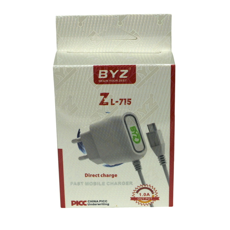 Сетевое зарядное устройство BYZ Zl-715 5V-1A micro Usb White BOX
