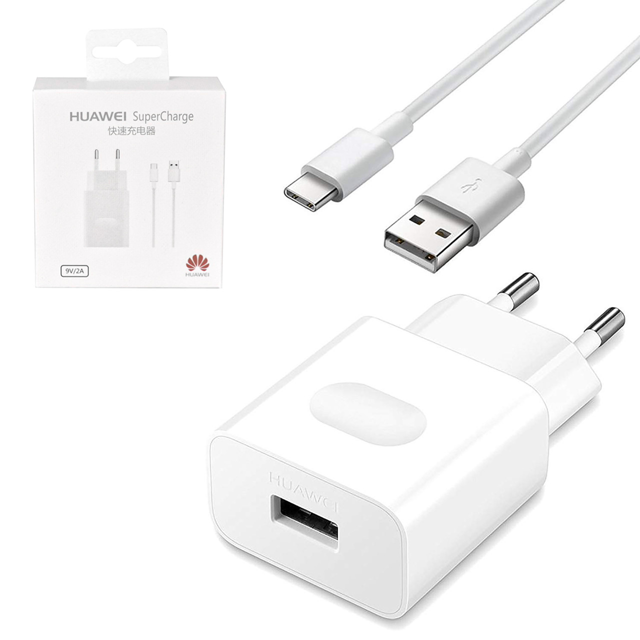 Сетевое зарядное устройство Huawei Super Charge с кабелем Type-C 9V/2A White