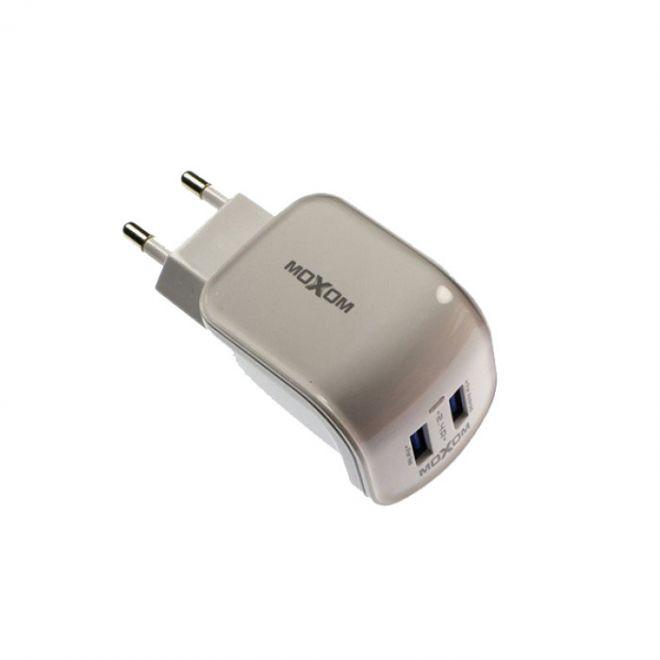 Сетевое зарядное устройство Moxom KH-25 с кабелем micro USB 2XUSB-2.4A White