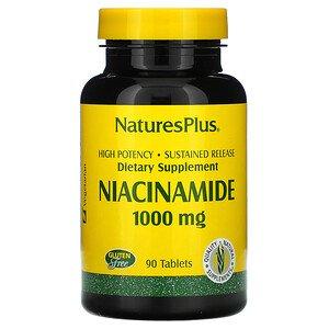 Ниацинамид Nature's Plus, витамин РР, витамин В3, 1000 мг, 90 таблеток