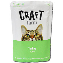 Craft Farm Sterilized, Крафт влажный корм для стерилизованных кошек в желе с индейкой, уп.12*85гр.