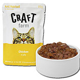 Craft Farm Hairball, Крафт влажный корм для взрослых кошек, выведение шерсти, курица в желе, уп.12*85гр., фото 2