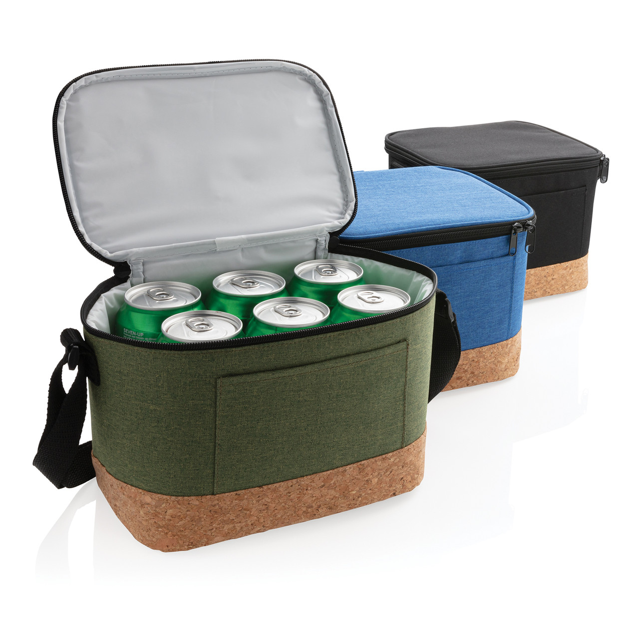 Двухцветная сумка-холодильник с пробковой отделкой, зеленая - фото 3 - id-p86499920