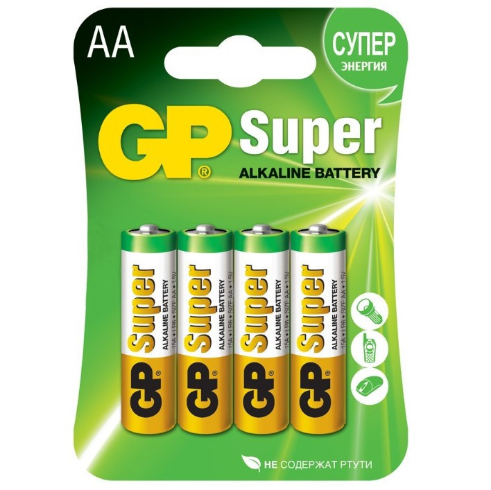 Батарейка щелочная GP Super AA/LR6, 1шт - фото 4 - id-p86500438