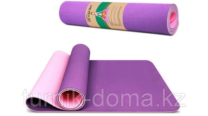 АНТИБАКТЕРИАЛЬНЫЙ КОВРИК ДЛЯ ЙОГИ, ФИТНЕСА ECO-FRIENDLY TPE YOGA MAT, 6 ММ, фиолетово-розовый, фото 1