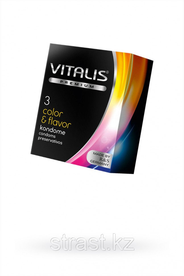ПРЕЗЕРВАТИВЫ "VITALIS" PREMIUM №3 COLOR AND FLAVOR - ЦВЕТНЫЕ/АРОМАТИЗИРОВАННЫЕ (ширина 53 мм)