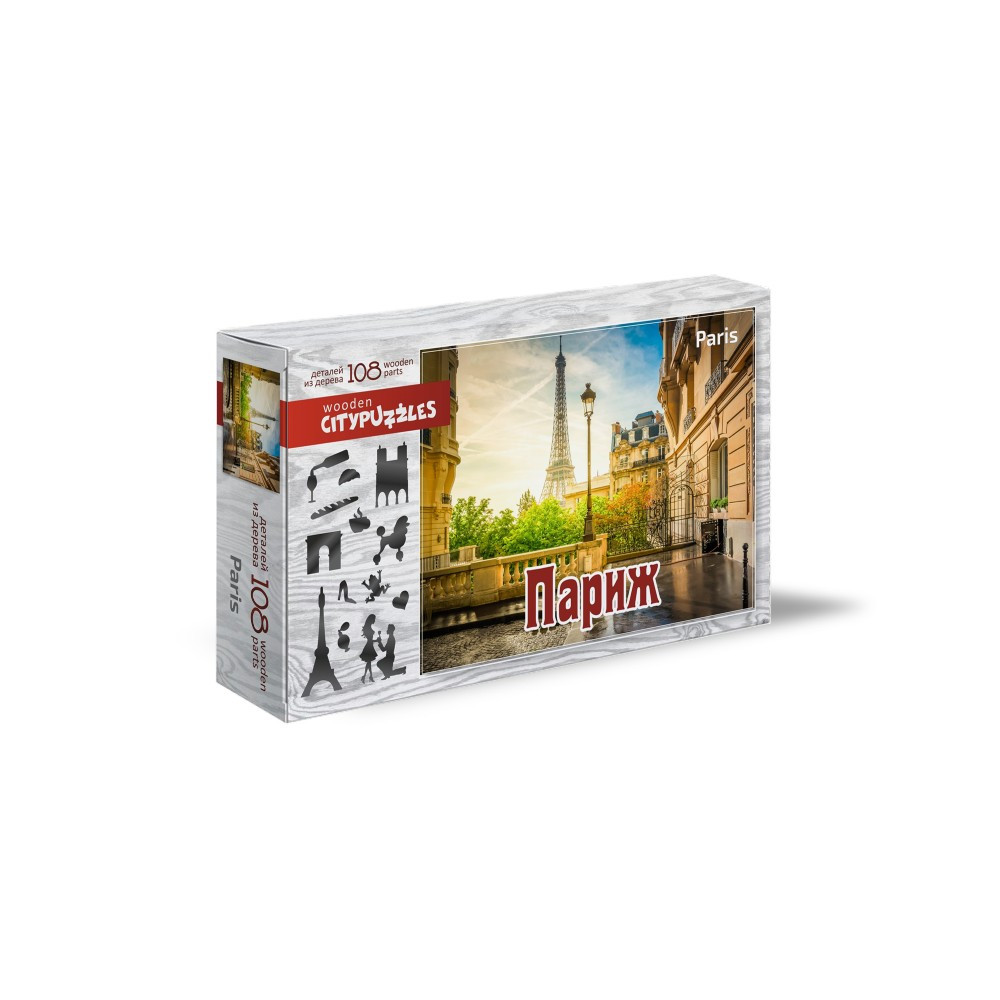 Citypuzzles Фигурный деревянный пазл Париж, 108 элементов - фото 1 - id-p86505075