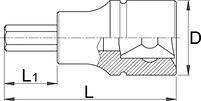 Головка торцевая с шестигранником, 1/4" - 187/2HX UNIOR, фото 2