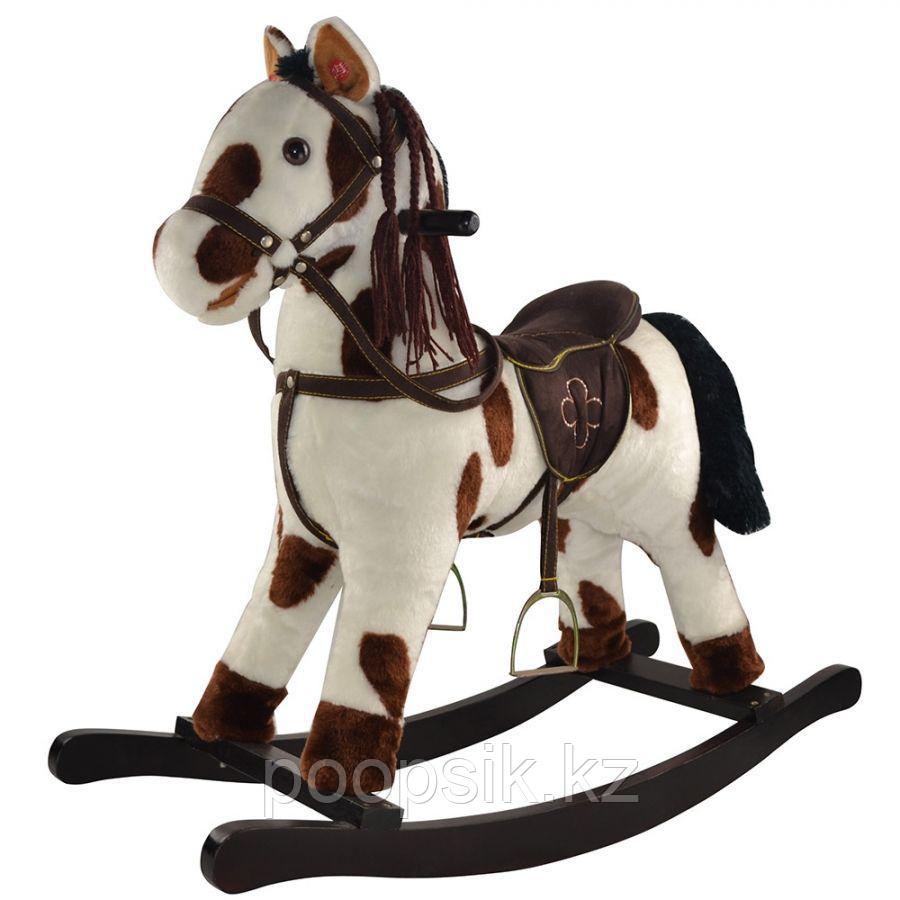 Качалка-Лошадка мягконабивная белая с коричневыми пятнами PITUSO