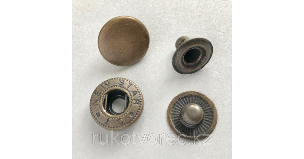 Кнопка Альфа 15 мм,сталь, никель антик
