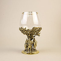 Три БОГАТЫРЯ. Подарочный кубок из массивной бронзы и стекла.