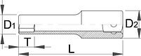 Головка торцевая шестигранная удлинённая, 3/8" - 238/1L6p UNIOR, фото 2