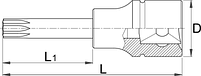 Головка торцевая со вставкой с профилем TORX удлинённой, 3/8" - 236/2TXL UNIOR, фото 2