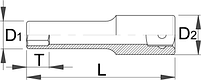 Головка торцевая двенадцатигранная удлинённая, 1/2" - 190/1L12p UNIOR, фото 2
