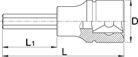 Головка торцевая с шестигранной вставкой удлинённой, 1/2" - 192/2HXL UNIOR, фото 2