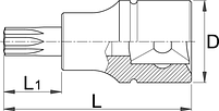 Головка торцевая со вставкой с профилем TX, с отверстием, 1/2" - 192/2TR UNIOR, фото 2