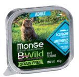 Monge BWild GF Cat 100г (Анчоус) Паштет корм для взрослых кошек Paté terrine Acciughe