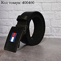 Ремень мужской кожаный с автоматической пряжкой-зажимом черный 004