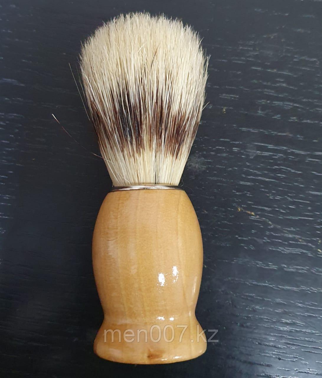 Помазок с деревянной ручкой с серебристым ободком (кабан)