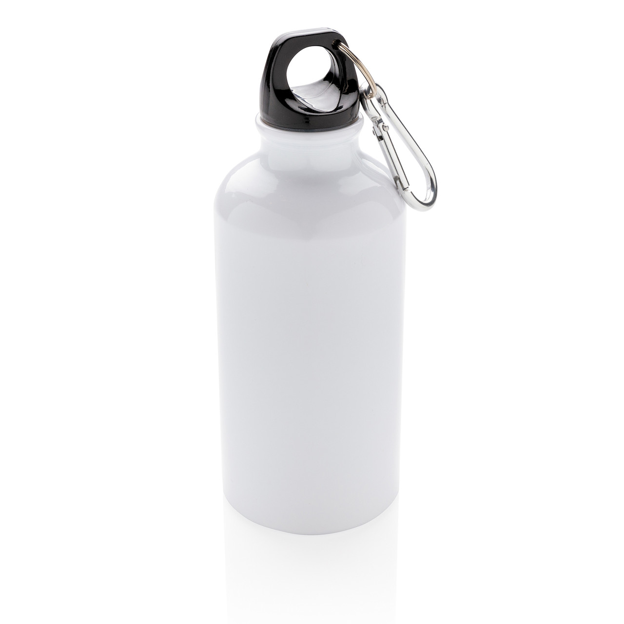 Спортивная алюминиевая бутылка с карабином белый - фото 1 - id-p86606375