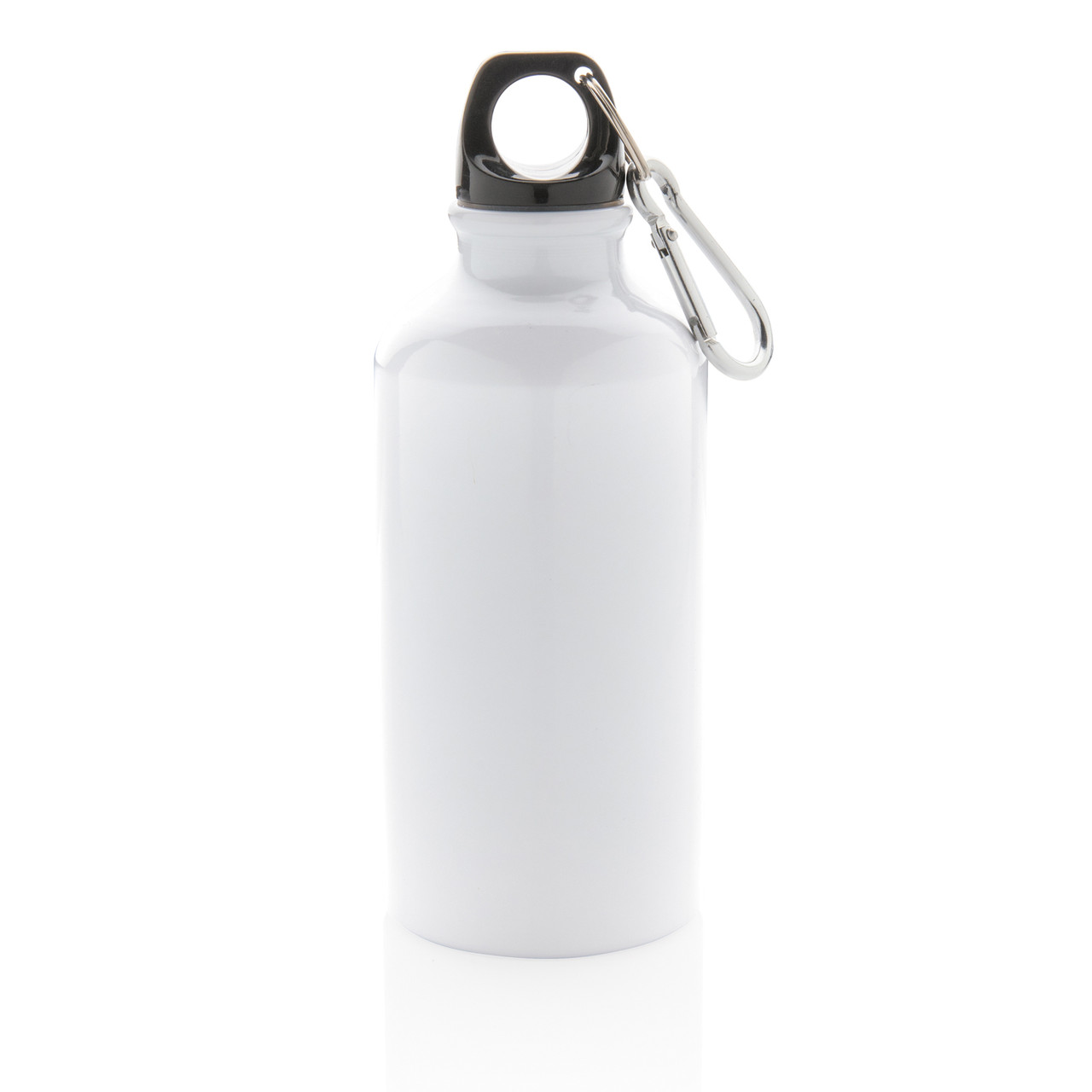 Спортивная алюминиевая бутылка с карабином белый - фото 2 - id-p86606375