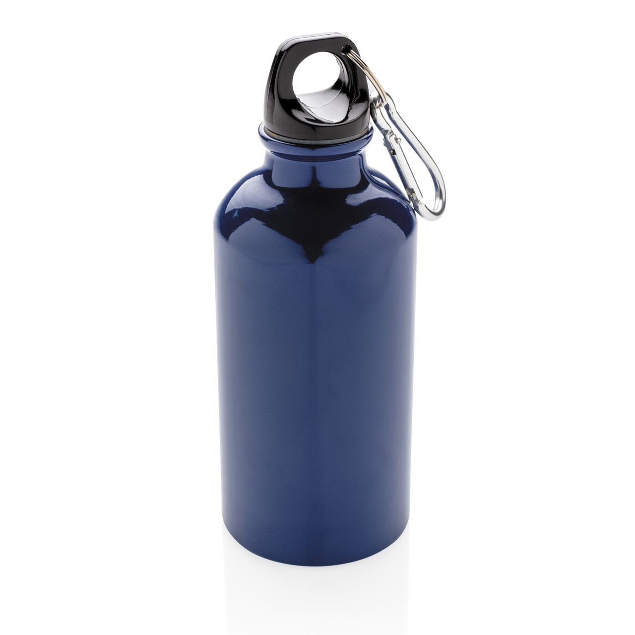 Спортивная алюминиевая бутылка с карабином синий - фото 3 - id-p86606377
