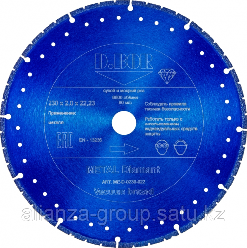 Алмазный диск для резки металла D.BOR METAL Diamant V-2 350х22.2 мм [D-ME-D-0350-025]