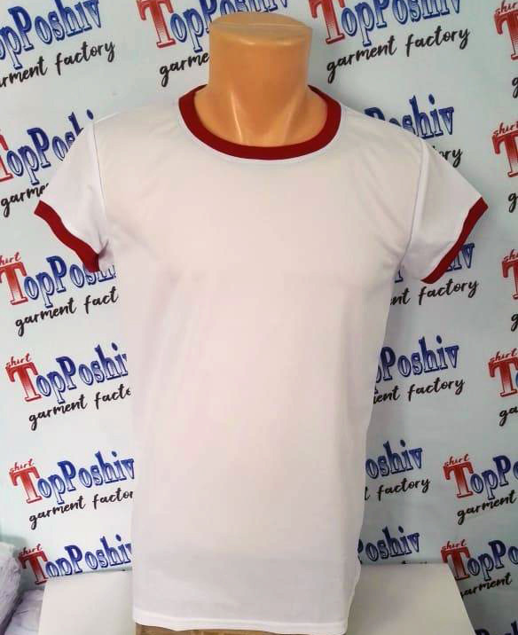 Футболка "Ложная сетка" р-р: 42 (2XS) "Unisex" цвет: белый, красная кайма