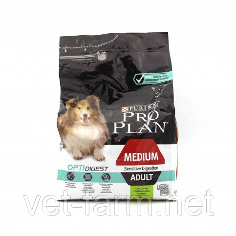 Pro Plan Medium Adult Sensitive Корм Для Собак Средних Пород, С Ягненком, 3 Кг