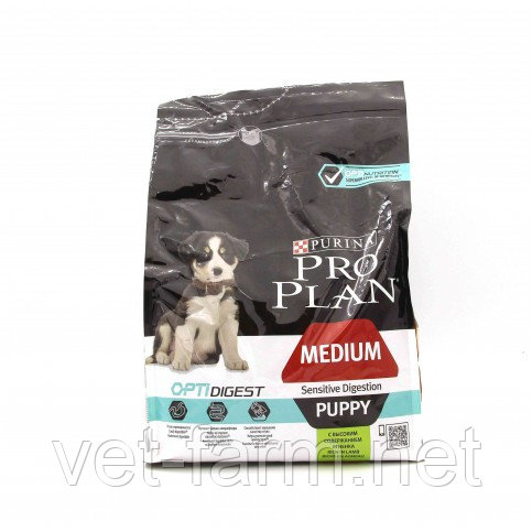Корм Для Щенков Средних Пород Pro Plan Medium Puppy Sensitive , С Ягненком, 3кг