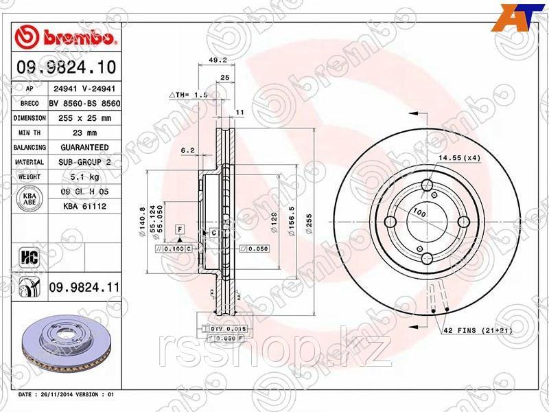 Диск тормозной перед TOYOTA Corolla Runx /Allex /Verso /Spacio /Filder NZE12# /ZZE12#, ZZE15#, Prius