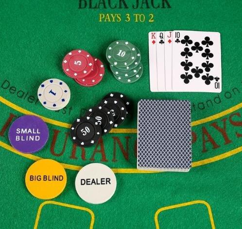 Набор для покера Poker set: 2 колоды карт по 54 шт., 300 фишек, сукно 60х90см - фото 2 - id-p86565929