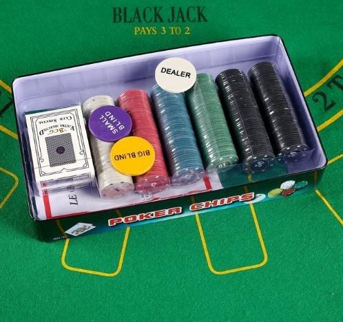 Набор для покера Poker set: 2 колоды карт по 54 шт., 300 фишек, сукно 60х90см - фото 3 - id-p86565929