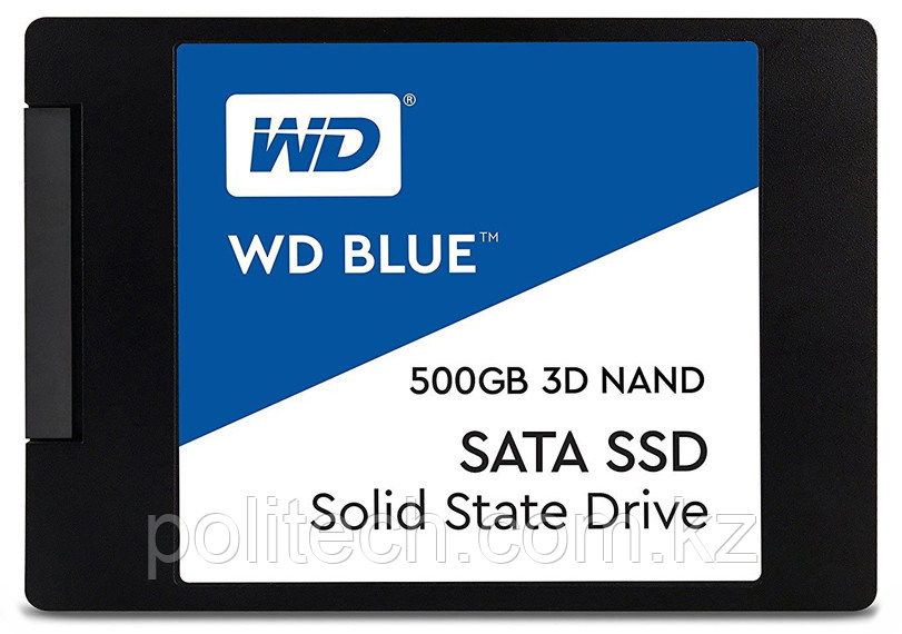 Твердотельный накопитель 500GB SSD WD Серия BLUE 3D 2.5” 7мм SATA 6Gb/s Чтение 560Мб/с Запись 530Мб/с,